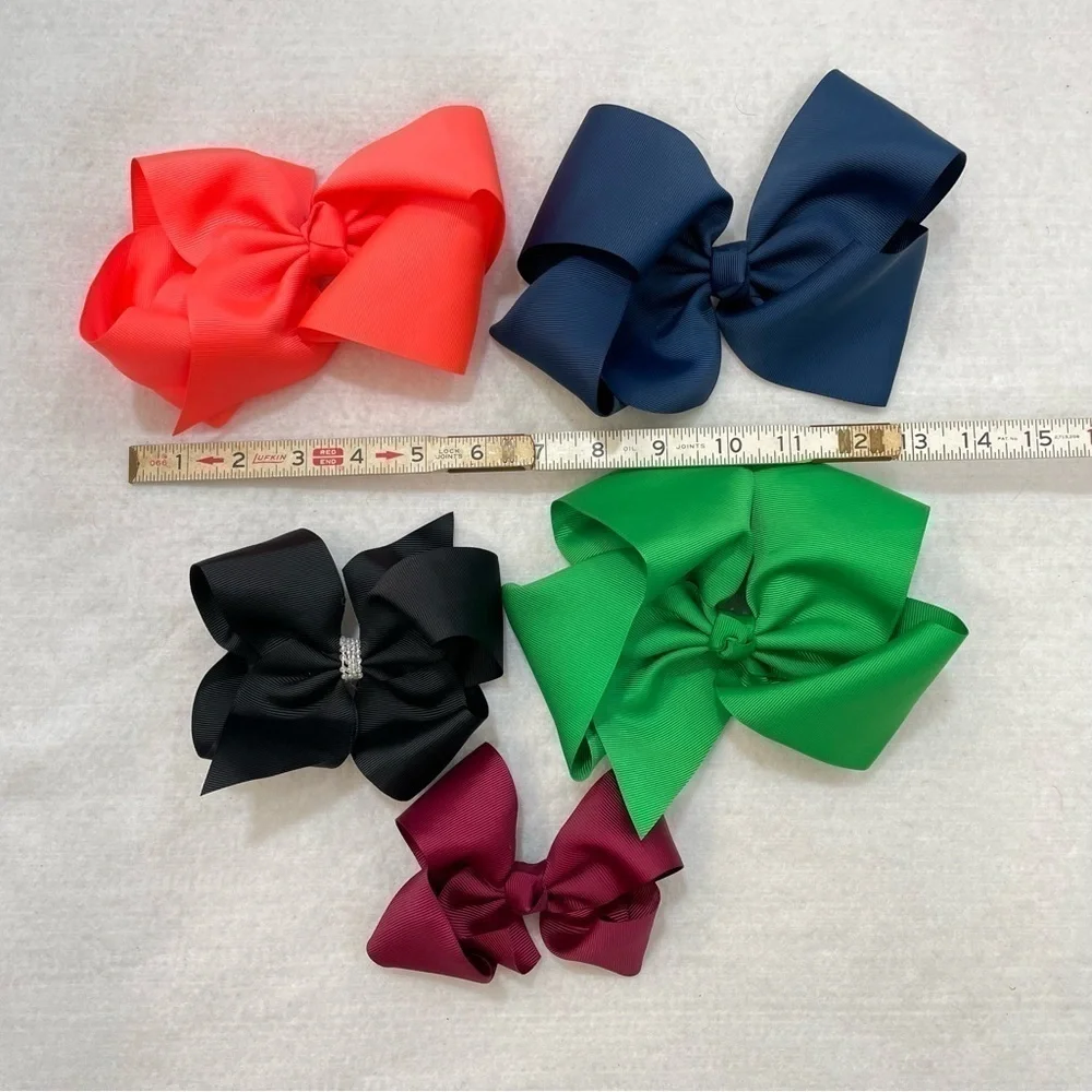 Girls assorted hair bows 6” grosgrain solid color alligator clip barrette‌‌‌‌‌‌‌